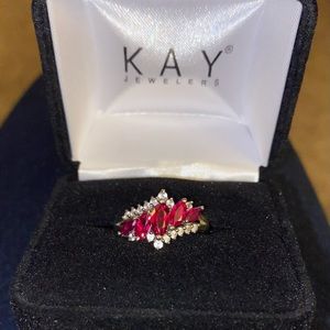 Kay Jewelers Ruby & White Topaz Sterling Silver Ring